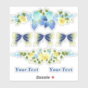 Gelbe Buttercups und Blue Iris Scrapbook Stickers Aufkleber