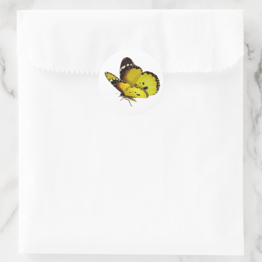 Gelbe Butterfly-Aufkleber Runder Aufkleber (Tasche)