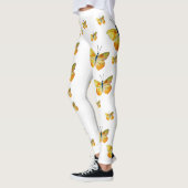 Gelbe Butterfly Wasserfarben Kunst Leggings (Links)