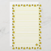 Gelbe Buttertasse Aquarellfarbene Blume Liniert Briefpapier (Vorne/Hinten)