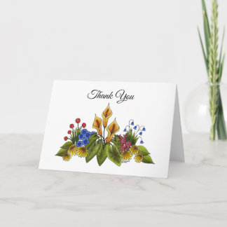 Gelbe Calla-Lilien Florale Garten-Doodle-Szene Dankeskarte