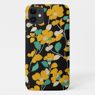 GELBE CAMELLIAS, WEISSE GRÜNE BLÄTTER, SCHWARZ Case-Mate iPhone HÜLLE