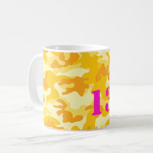Gelbe Camouflage Hot Pink 13.1 Halbmarathon Lauf S Kaffeetasse (Vorderseite Links)
