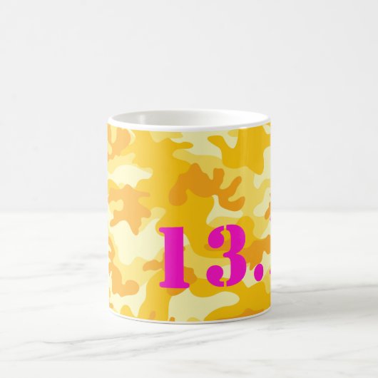 Gelbe Camouflage Hot Pink 13.1 Halbmarathon Lauf S Kaffeetasse (Mittel)