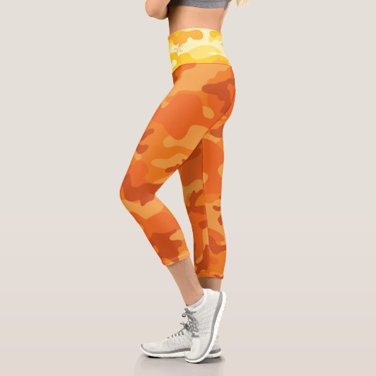 Gelbe Camouflage INITIALEN Orange Active Her Capri Leggings (Links)