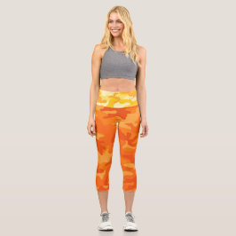 Gelbe Camouflage INITIALEN Orange Active Her Capri Leggings