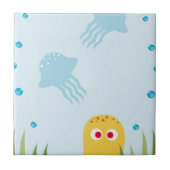 Gelbe Cartoon-Krake Fliese (Vorderseite)