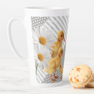 Gelbe Chicks Daisy Stripe Latte Tasse