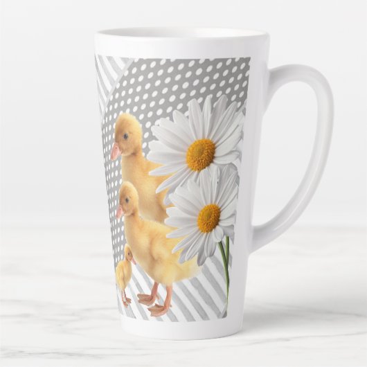 Gelbe Chicks Daisy Stripe Latte Tasse (Rechts)