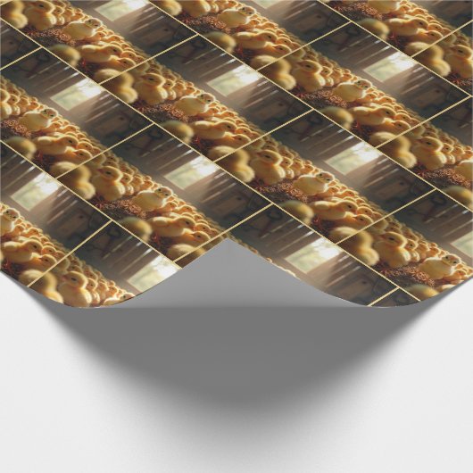 Gelbe Chicks in einem sonnigen Stall Geschenkpapier (Ecke)