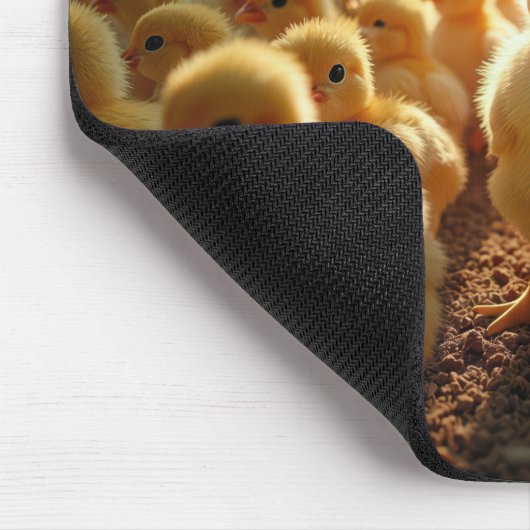 Gelbe Chicks in einem sonnigen Stall Mousepad (Ecke)