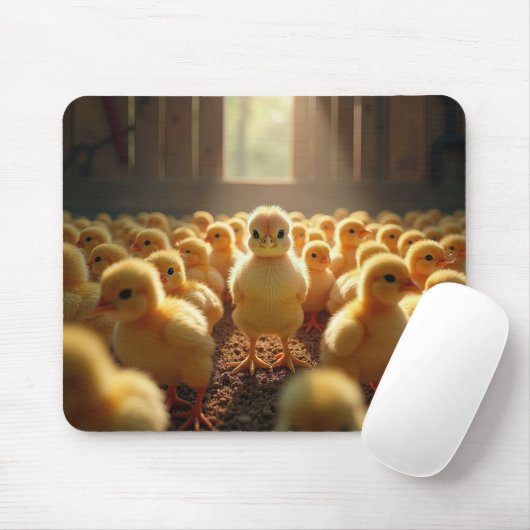 Gelbe Chicks in einem sonnigen Stall Mousepad (Mit Mouse)