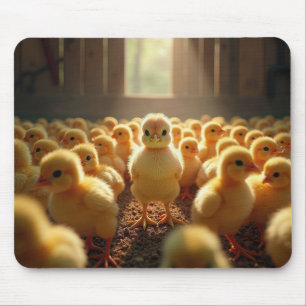 Gelbe Chicks in einem sonnigen Stall Mousepad