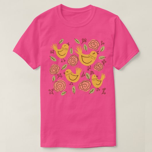 Gelbe Chirpy-Vögel T-Shirt (Design vorne)