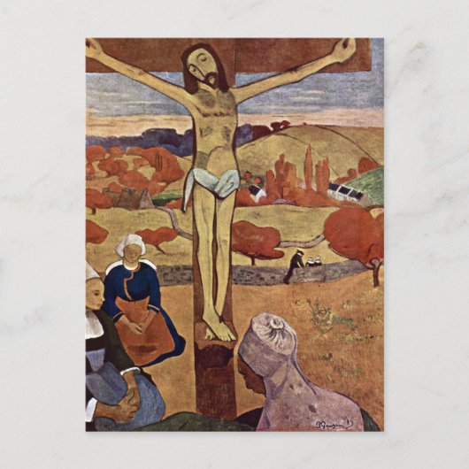 Gelbe Christus von Paul Gauguin, Vintage Kunst Postkarte (Vorderseite)