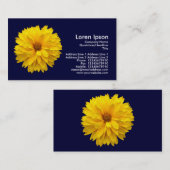 Gelbe Chrysantheme - Marine-Blau Visitenkarte (Vorne/Hinten)