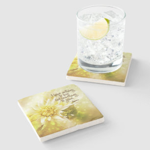 Gelbe Chrysanthemen-Marmor-Steinuntersetzer-Zitat Steinuntersetzer