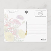 Gelbe Chrysanthemen und lila Scabiosa-Blume Postkarte (Rückseite)