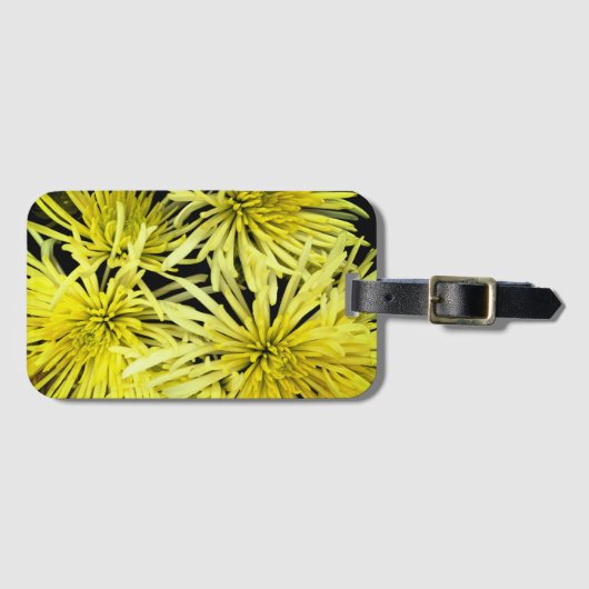 Gelbe Chrysanthemum-Blume Gepäckmarke Gepäckanhänger (Vorderseite (Horizontal))