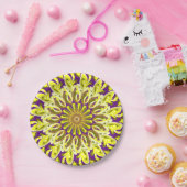 Gelbe Chrysanthemum-Blume Lila Abstrakt Pappteller (Party)