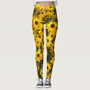 Gelbe Coneflower Blumen ganz über Druck-Leggings Leggings