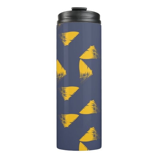 Gelbe, coole, einzigartige, trendige Dreiecke Thermosbecher (Vorderseite)
