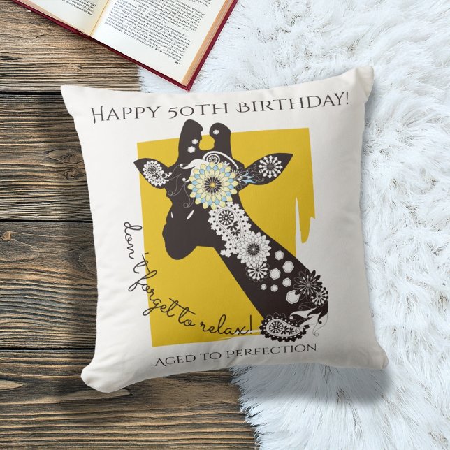Gelbe Coole Giraffe Geburtstag Kissen (Von Creator hochgeladen)