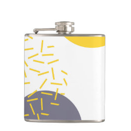 Gelbe, coole, moderne, trendige geometrische Kunst Flachmann