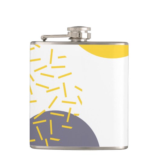 Gelbe, coole, moderne, trendige geometrische Kunst Flachmann (Vorderseite)