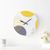 Gelbe, coole, moderne, trendige geometrische Kunst Große Wanduhr (Zuhause)