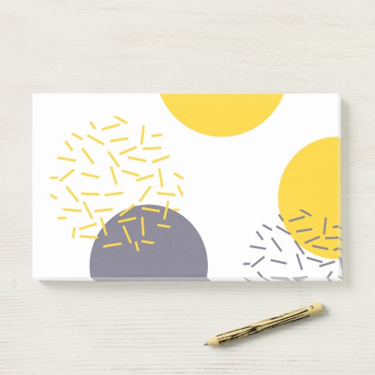 Gelbe, coole, moderne, trendige geometrische Kunst Post-it Klebezettel (Auf Schreibtisch)