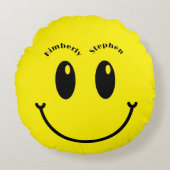 Gelbe Couple Wedding Geschenk Einzigartiges Funny Rundes Kissen (Vorderseite)