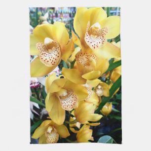 Gelbe Cymbidium-Orchideen Geschirrtuch