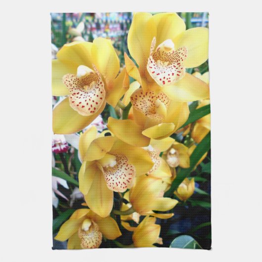 Gelbe Cymbidium-Orchideen Geschirrtuch (Vertikal)