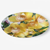 Gelbe Cymbidium-Orchideen Pappteller (Schrägansicht)