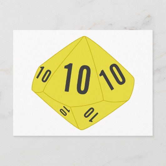 Gelbe D10-Würfel-Tischnummer Postkarte (Vorderseite)