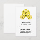 Gelbe D20-Würfel-Antwortkarte RSVP Karte (Vorne/Hinten)