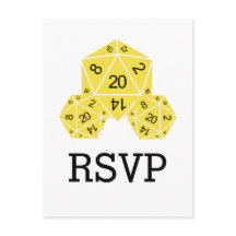 Gelbe D20-Würfel-Reaktion Postkarte