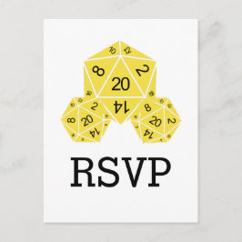 Gelbe D20-Würfel-Reaktion Postkarte