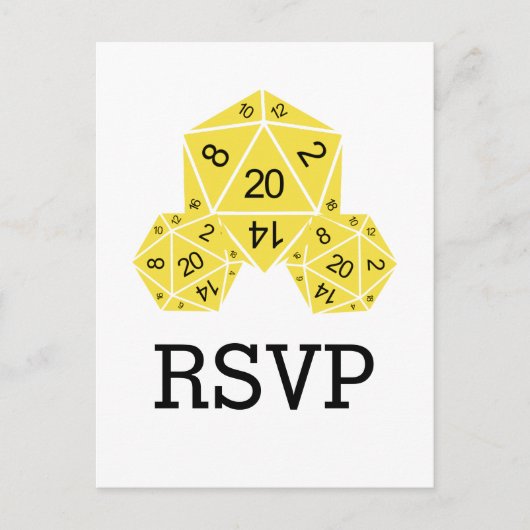 Gelbe D20-Würfel-Reaktion Postkarte (Vorderseite)