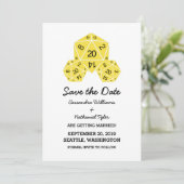 Gelbe D20-Würfel Save the Date einladen Einladung (Stehend Vorderseite)