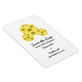 Gelbe D20-Würfel speichern Sie das Datumsfenster Magnet (Rechte Seite)