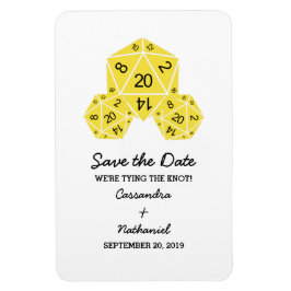 Gelbe D20-Würfel speichern Sie das Datumsfenster Magnet