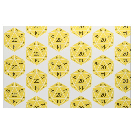 Gelbe D20-Würfel Stoff (Fat Quarter (45,7 x 55,9 cm))