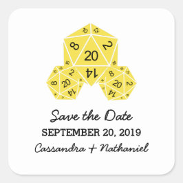 Gelbe D20-würzige Save the Date Aufkleber