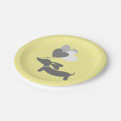 Gelbe Dackel Party Teller Balloons (Schrägansicht)