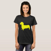 Gelbe Dackel Silhouette T-Shirt (Vorne ganz)