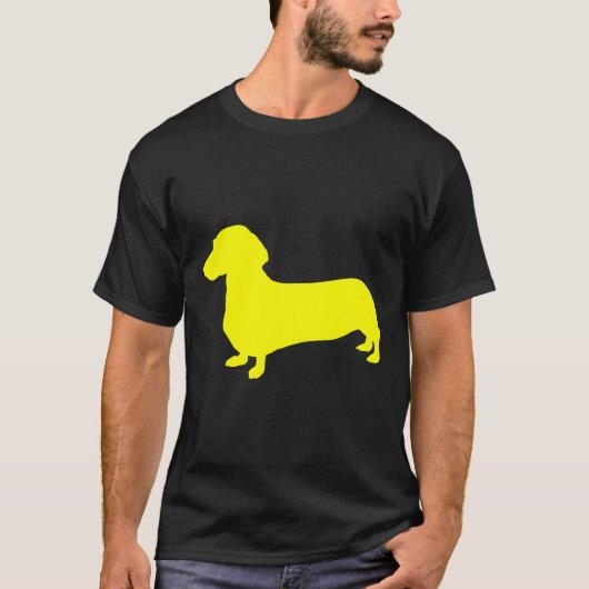 Gelbe Dackel Silhouette T-Shirt (Vorderseite)