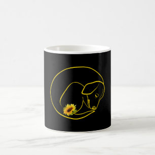 Gelbe Dackel und Sonnenblumen Grafische Hunde Lieb Kaffeetasse