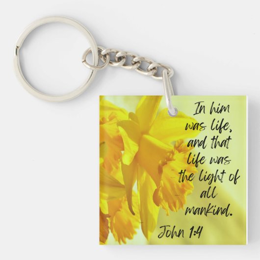 Gelbe Daffodien Akryllische Schlüsselanhänger-Schr Schlüsselanhänger (Vorderseite)
